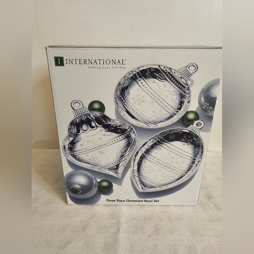 Lot of 3 International Silver Company Christmas Ornament Candy Dishes NEW